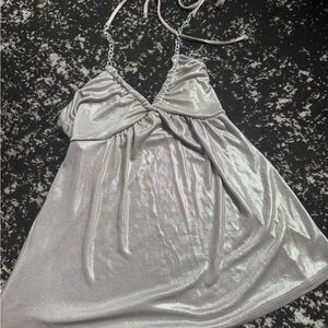 Express y2k Silver Shimmer Halter Cami Top